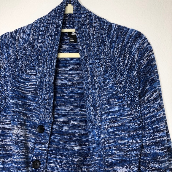 SOLD H&M Blue Marled Chunky Knit Button Front Cardigan - Picture 2 of 10